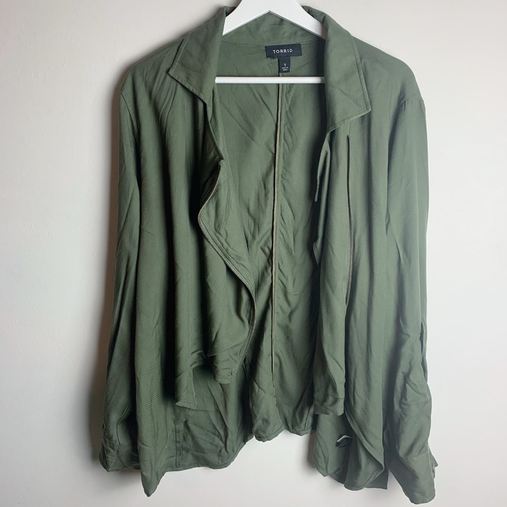 Torrid Waterfall Jacket Olive Green